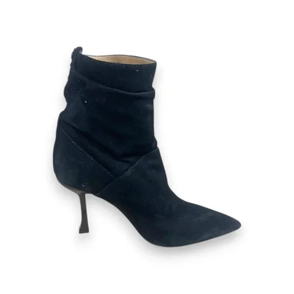 Hugo Boss Vivian Bootie 90-S Women’s Black Suede Heels Size 10 EU 40 MSRP $399